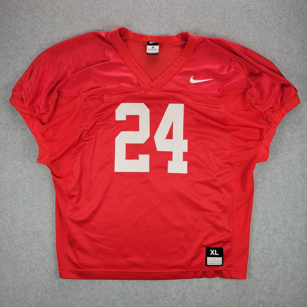 Nike‎ Football Practice Jersey Mens XL Red Number 24 Mesh V-Neck Athletic OSU